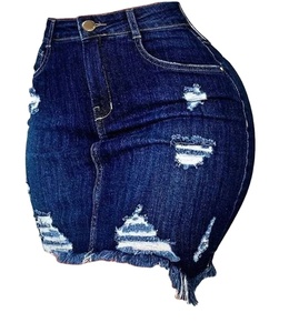 Women Fashion Denim Skirt Ripped Hip Distressed High Waist Button Pencil Skirts Female Casual Summer Jeans - Product Image 2