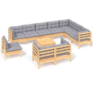Ensemble de salon extérieur gris avec bois naturel pour la détente dans le jardin - Product Image 2