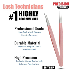2026 Custom Logo Wholesale High Quality Premium Pink Matte Eyelash Extension Tweezers Set Stainless Steel Volume Lash Tweezers - Product Image 4