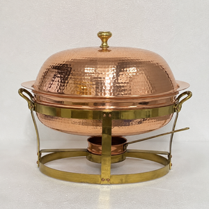 Plat à chafing en cuivre martelé avec couvercle pour buffet, chauffe-plats pour hôtels, restaurants, traiteurs, banquets – Fabricant OEM ODM en gros - Product Image 2