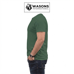 Wasons เสื้อยืดคอกลมแขนสั้นสำหรับผู้ชาย, เสื้อยืดผ้าคอตตอนสีเขียวเสื้อลำลองสีทึบสำหรับ100% - Product Image 3