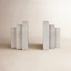 <b>Marble</b> Bookends 2Pcs Geometric Sculptural Minimalist Design Stone Decorative Home Office Desk Accessories - Product Image 6