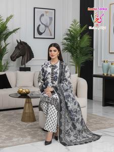 Trajes Shalwar Kameez de algodón de primera calidad para mujer, diseño de Shalwar Kameez, trajes de algodón estampados, salwar kameez pakistaní. - Product Image 4