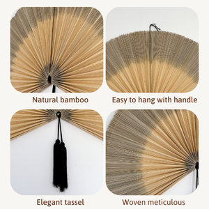 Abanico de Pared Boho Blanco y Negro, Decoración Natural, Abanico de Bambú a Precio Económico, Envío Gratuito a Todo el Mundo, Abanico de Pared de Bambú Hecho en Vietnam - Product Image 3