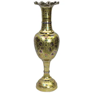 Handmade Brass <b>Tabletop</b> Vase with Traditional Floral Design for Interior Decoration - Product Image 1
