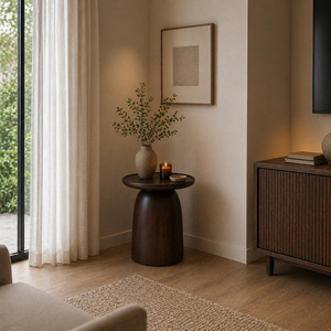 Mesa de Centro Moderna Contemporánea de Madera Maciza, Color Marrón Oscuro Premium, para Sala de Estar, Dormitorio, Hotel, Muebles de Lujo, Duraderos y Fáciles de Limpiar - Product Image 6