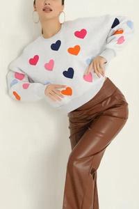 OEM 2026 <b>Heart</b> Patch Women's Plus Size Washed <b>Sweatshirt</b> Custom Logo Eco-Friendly Fleece Fabric Custom Cotton <b>sweatshirt</b> - Product Image 2