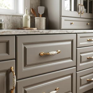 Luxury Floral Ceramic Brass <b>Drawer</b> Handle Decorative Cabinet <b>Pull</b> Premium Furniture Hardware for Wardrobes <b>Drawers</b> and Cabinets - Product Image 3