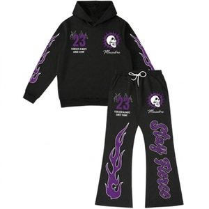 Conjunto de Sudadera y Pantalones Deportivos Personalizados Unisex de Forro Polar Térmico para Invierno, Estilo Urbano, con Logotipo Personalizado, Pantalones Acampanados y Sudadera con Capucha, Transpirable - Product Image 6