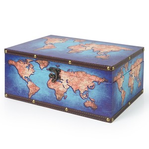 Vintage Map Mango Wood Desk Organizer Wholesale | Handcrafted Storage Box - Product Image 5