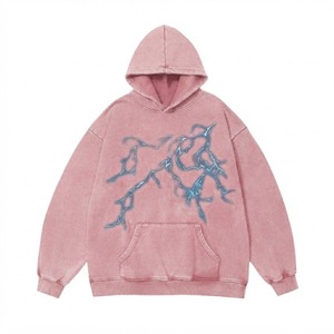 Sudadera con Capucha Rosa de Corte Regular con Diseño de Pedrería, Bolsillo Frontal, Estilo Casual Unisex para Otoño, Poliéster/Algodón, Felpa Francesa - Product Image 1