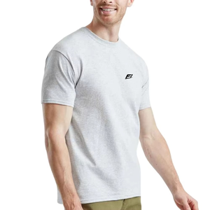 Camiseta de Manga Corta para Hombre, Cuello Redondo, Color Gris, con Logotipo Pequeño en la Parte Delantera, Corte Regular, Diseño Informal, Algodón Transpirable - Product Image 2