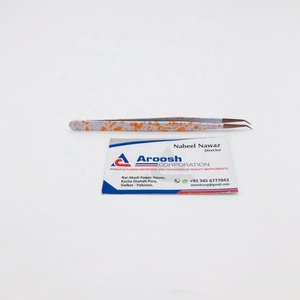 Vente en gros Aroosh Corp Pince à épiler professionnelle en diamant Extensions de cils double ton en acier inoxydable 45 degrés en or rose - Product Image 3