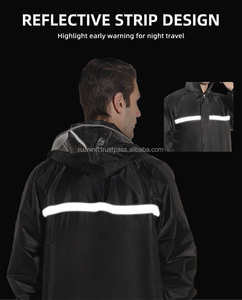 Combinaison de pluie imperméable et légère avec capuche, bandes de sécurité réfléchissantes, veste et pantalon coupe-vent pour le travail en extérieur et la conduite - Product Image 4