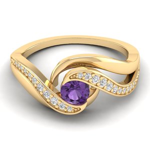 Bagues de fiançailles en améthyste REYES, prix de gros, or rose 14 carats plaqué rhodium, moissanite, bijoux faits main pour femmes - Product Image 6