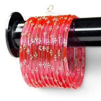 Bracelets en verre kashmiri rose bonbon, motif goutte de pluie, ornés de cristaux, pour femmes, pour mariages et occasions festives, prix de gros, vente chaude