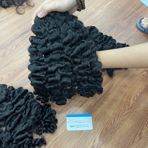 Top à la mode vietnamien Remy cheveux vapeur grand Fuzz bouclés cheveux de luxe toutes les longueurs Double dessiné prêt à expédier - Product Image 3