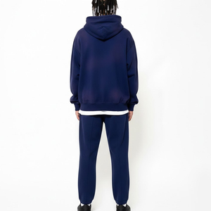 Custom Made Acid Wash Tracksuit Wholesale Manufacturer Custom Logo Men Oversized Sweat Suit <b>Distressed</b> Embroidery Tracksuits - Product Image 2