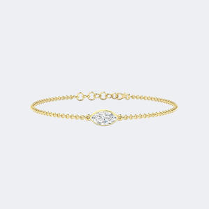 Bracelet à maillons en or 14K avec diamants de laboratoire taille marquise et ovale 0,50 carat total, coupe brillante VVS VS DEF, chaîne délicate multi-formes - Product Image 6