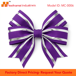 Neelkamal Industries 25mm Royal Purple Silver Decorative Textile Ribbon Metallic Fabric Trim for Interior Styling Event Design - Product Image 5