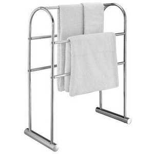 Porte-serviettes moderne en métal noir pour salle de bain, avec plusieurs barres de rangement et base stable - Product Image 4