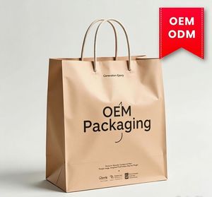 Sacs en papier kraft personnalisés de qualité supérieure avec fond pliable, emballage de vente au détail écologique, vente en gros - Product Image 1