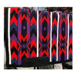 Manta de montar western negra, roja y morada con patrón Navajo, tejida a mano, de lana, contorneada, para equitación, accesorios de equitación - Product Image 3