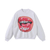 Sweat à capuche imperméable en molleton délavé et vieilli TITAN TREAD WEAR, coupe oversize, pour hommes et femmes, avec motif lèvres sexy, style rétro vintage, très tendance