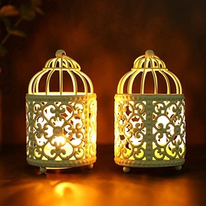 ที่วางเทียนโลหะขนาดเล็ก,ที่แขวนกรงนกโคมไฟ Tealight กลวงที่วางเทียนสำหรับโต๊ะงานแต่งงานปาร์ตี้วาเลนไทน์ - Product Image 4