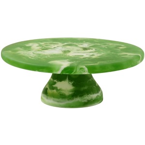 Support à gâteau en résine marbrée verte et blanche, non toxique, rond, pour présentation de desserts - Product Image 1