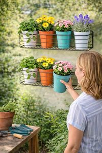 Étagère murale moderne en métal pour plantes, support mural en métal avec revêtement en poudre, étagère suspendue pour fleurs et plantes vertes, design minimaliste - Product Image 6