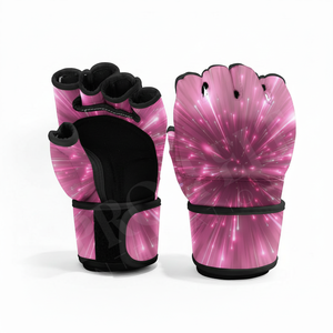 ถุงมือ MMA สีแดงและดำล้วน สำหรับฝึกซ้อมมืออาชีพ แบบผูกเชือก สวมใส่สบาย - Product Image 3