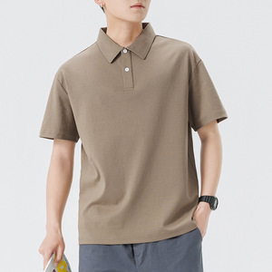 Polo en coton uni pour homme, manches courtes, décontracté, tricoté, vert uni, coupe classique - Product Image 4