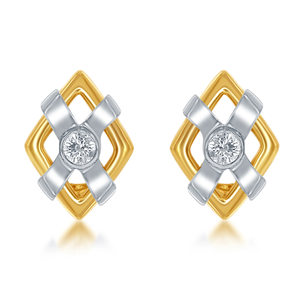 Boucles d'oreilles clous en or 18 carats bicolore avec pierre naturelle taille cœur, luxe - Product Image 1