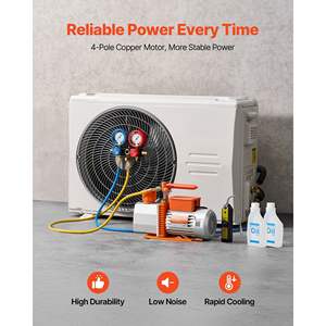 Ensemble de manomètres pour pompe à vide AC 7 CFM 3/4 HP à deux étages, kit de manomètres rotatifs à palettes pour système HVAC, pour R134a R22 R410a, climatisation automobile - Product Image 3