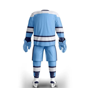 Ensemble d'uniformes de hockey sur glace personnalisés, maillot et pantalon imprimés par sublimation, respirant, anti-humidité, antibactérien, polyester, sports d'équipe - Product Image 3