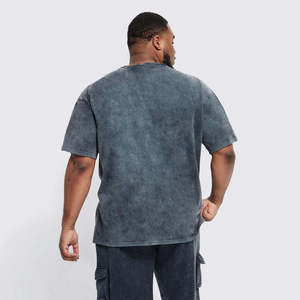 Men's Oversized <b>Tie</b>-Dye Cotton T-Shirt Short Sleeve O-Neck Casual Jersey <b>Knitted</b> Solid Washed Fit - Product Image 2