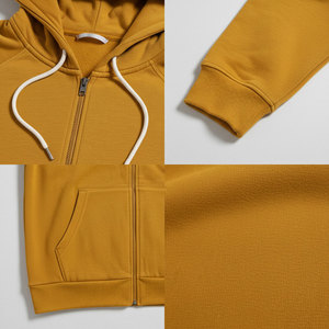 Men's Casual Workwear Full <b>Zip</b> Hoodie Solid Color Soft Fleece Professional Fit Custom Woven Label OEM Bulk Supplier - Product Image 5