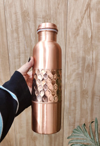 Ready Stock Factory Sale Handcrafted Pure <b>Copper</b> Large Capacity Water <b>Bottle</b> Classic Design <b>Copper</b> <b>Drinking</b> <b>Bottle</b> Home Kitchen - Product Image 1