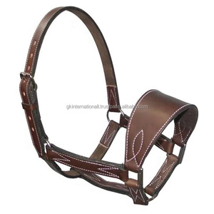 Cabestro de caballo de cuero marrón de primera calidad de diseño anatómico resistente en tamaños de mazorca completa con costuras de borde duraderas y herrajes de latón - Product Image 3