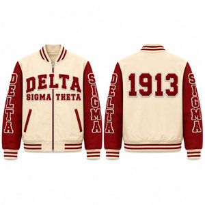 เสื้อแจ็คเก็ตบอมเบอร์สีแดงเข้มสำหรับผู้ชาย คอตั้ง ปักลาย 1913 ซิปหน้า ทรงปกติ สไตล์ไฮสตรีท ลายการ์ตูน - Product Image 4