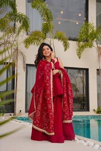 Costume Anarkali traditionnel indien pakistanais pour femmes, couleur marron, avec dupatta, brodé, tenue de mariage, coupe ample, extensible - Product Image 5