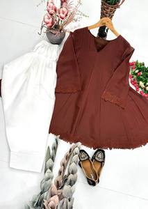 Kurta Túnica Marrón de Manga Larga, Corte Holgado, Largo Midi, Algodón, Ropa Casual Tradicional para Mujer, Estilo India Pakistán - Product Image 5