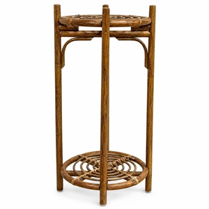 Support de rangement pour plantes, décoration bohème pour balcon et jardin, support pour pot en rotin naturel artisanal - Product Image 1
