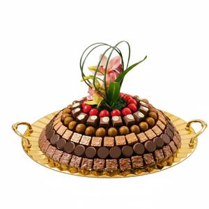 Plateau de service rond en cuivre de qualité supérieure, design luxueux, pour chocolats, élégant pour les mariages et les fêtes de l'Aïd - Product Image 6