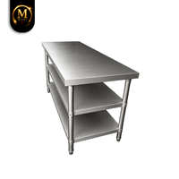 Table de travail professionnelle autoportante en acier inoxydable à 3 niveaux avec pieds réglables, grande capacité, fournisseur Malaisie