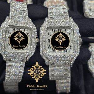นาฬิกาข้อมือ Pahal Jewels รุ่นหรูหรา ตัวเรือนสแตนเลสสตีลทรงเหลี่ยม ประดับเพชรที่ขอบหน้าปัดและหน้าปัดทำจากแซฟไฟร์ ขนาด 38 มม. สำหรับทั้งชายและหญิง - Product Image 1