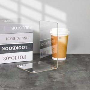 Clear Acrylic <b>Bookends</b> - Transparent Book Stand Organizer for Desktop Office Storage - Product Image 1