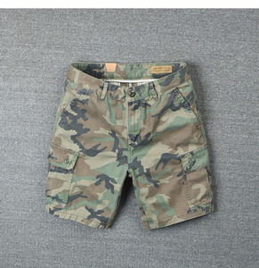 Pantalones Cortos Cargo de Camuflaje para Hombre, Cintura Media, Cierre de Botones, Desgastados, de Algodón, Estilo Casual - Product Image 4