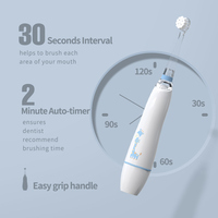 Brosse à dents électrique sonique pour enfants OEM, fonctionnant sur piles, 16000 VPM, vibrations douces, poils doux, 0-3 ans, étanche IPX7